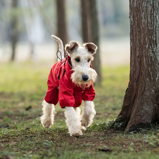 Waterproof Windproof Dog Raincoat with Reflective Strips All Weather 4 Leg Protection