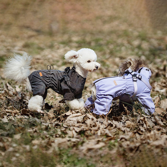 Waterproof Windproof Dog Raincoat with Reflective Strips All Weather 4 Leg Protection