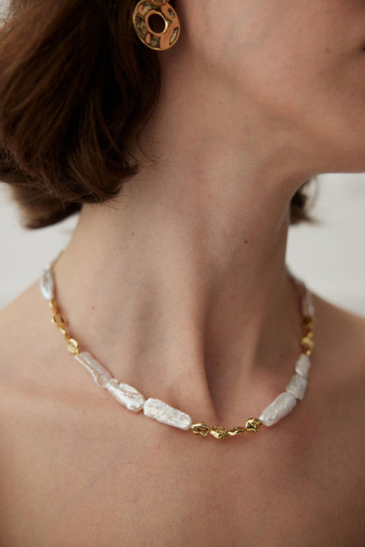 Baroque Pearl Necklace with Gold-Plated Silver – Wisdom & Elegance - Mysjewelry