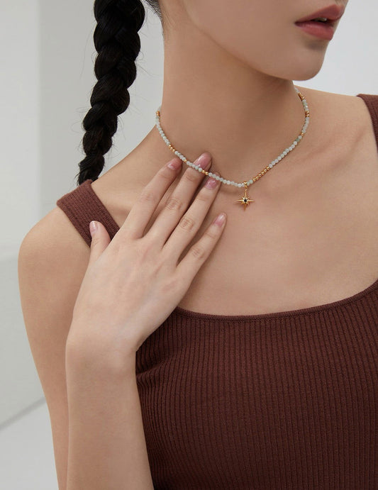 Burmese Jade Necklace and Bracelet Set with Lucky Star Pendant – Balance & Prosperity - Mysjewelry