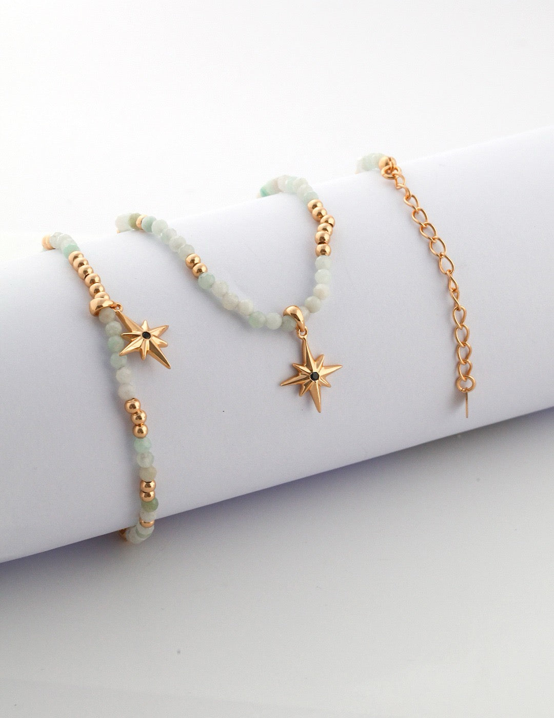 Burmese Jade Necklace and Bracelet Set with Lucky Star Pendant – Balance & Prosperity - Mysjewelry