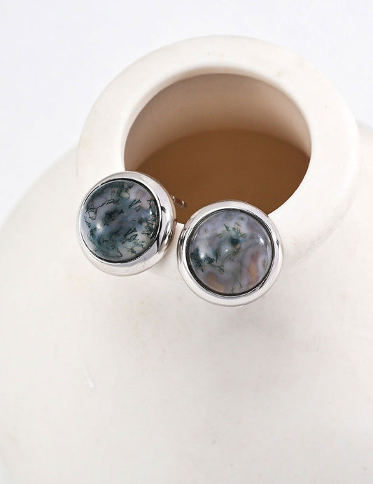 Moss Agate Earrings with Gold-Plated Silver - Lucky & Life Force - Mysjewelry